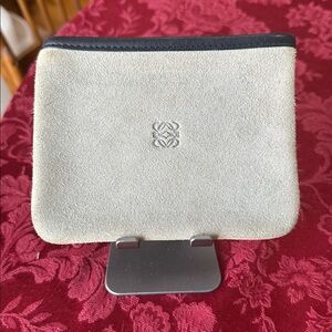 Loewe Gray Suede & Blue Leather Small Zip Pouch